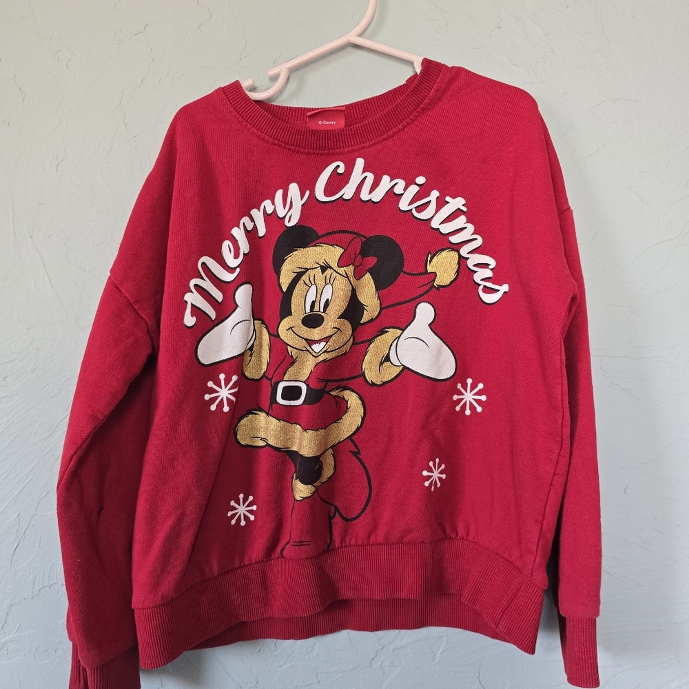 Disney Merry Christmas Red Girls Sweater Size 8/9